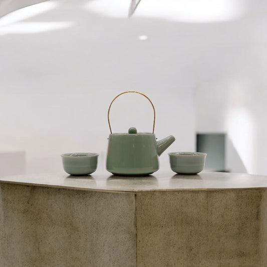 Herbal Jade Teapot Set - Pot & Two Cups